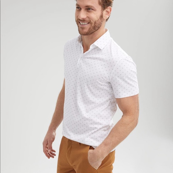 RW&CO. Short Sleeve Polo in Printed White - Picture 2 of 4